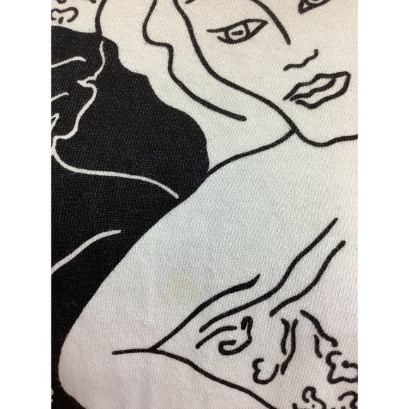 Vintage 1980's-90's Crescendo Black and White Portrait Print Tunic Dress- M/L - Picture 3 of 16